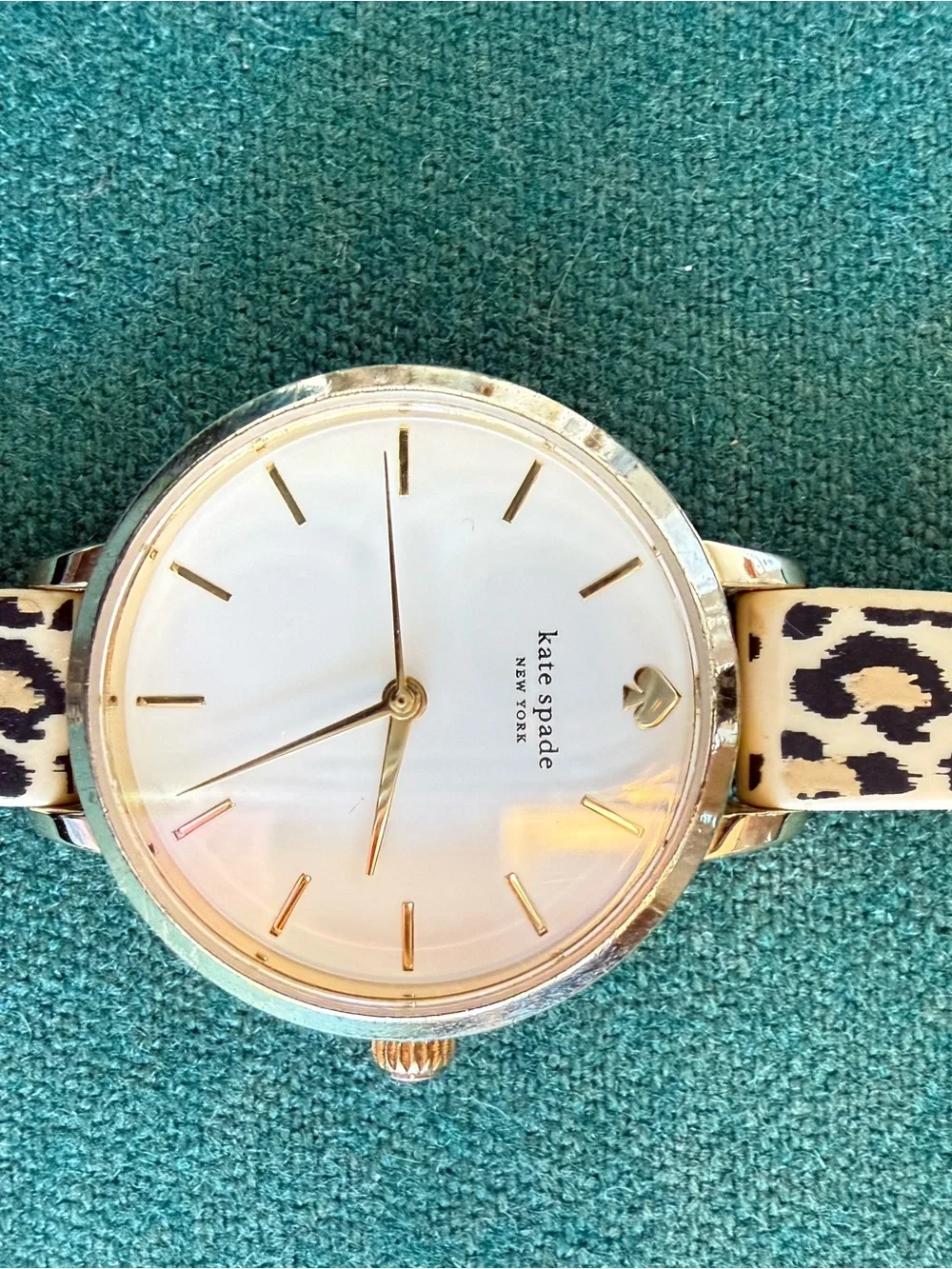 kate spade Leopard Print Strap Watch with Gold Case